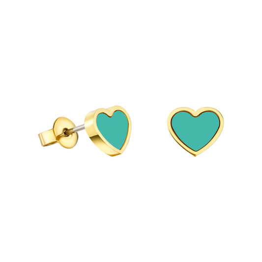 ARETES AMARE CORAZÓN TURQUESA