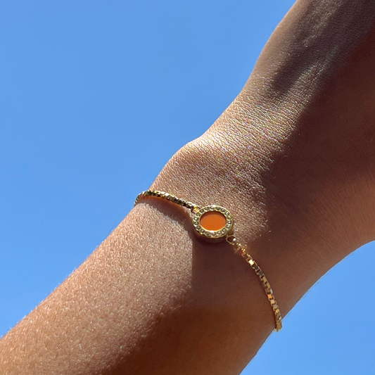 PULSERA OCEAN CHIP NARANJA CON ZIRCONIAS