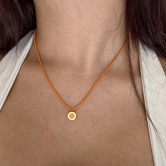 COLLAR OCEAN CADENA Y CHIP NARANJA