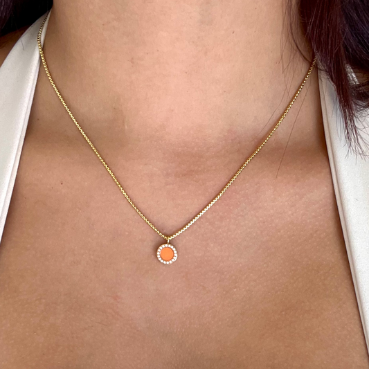 COLLAR OCEAN CHIP NARANJA CON ZIRCONIAS