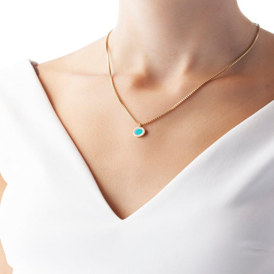 COLLAR OCEAN CHIP TURQUESA CON ZIRCONIAS