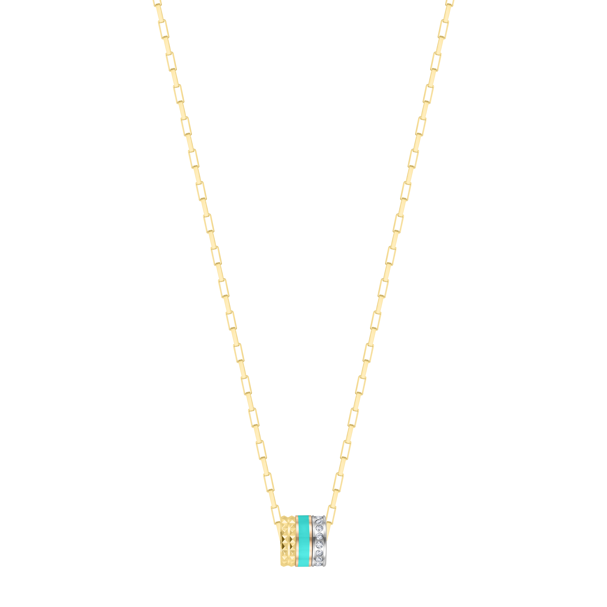 COLLAR DE TUBO WEWA COLOR TURQUESA CON ZIRCONIAS 