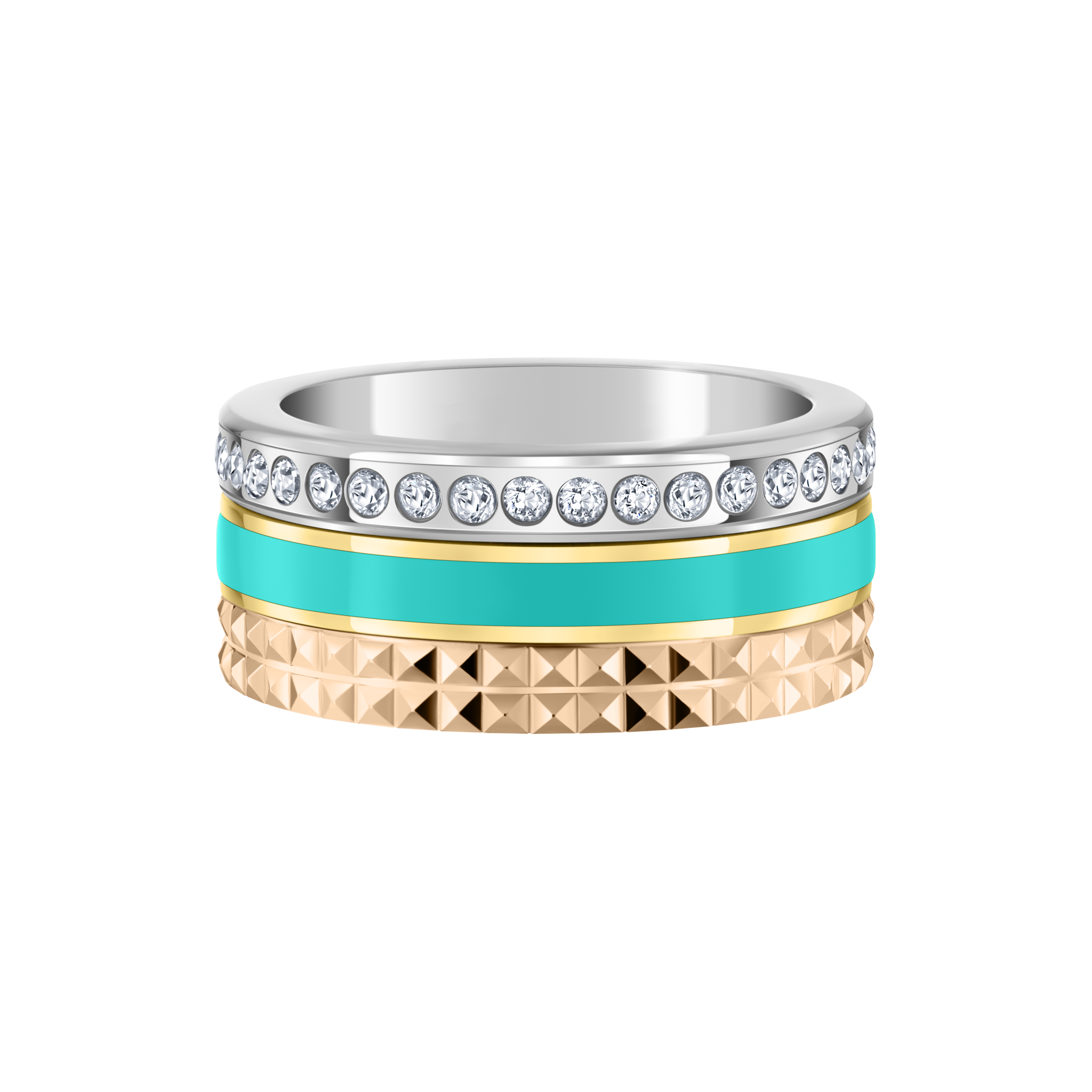 ANILLO DE TUBO WEWA COLOR TURQUESA CON ZIRCONIAS