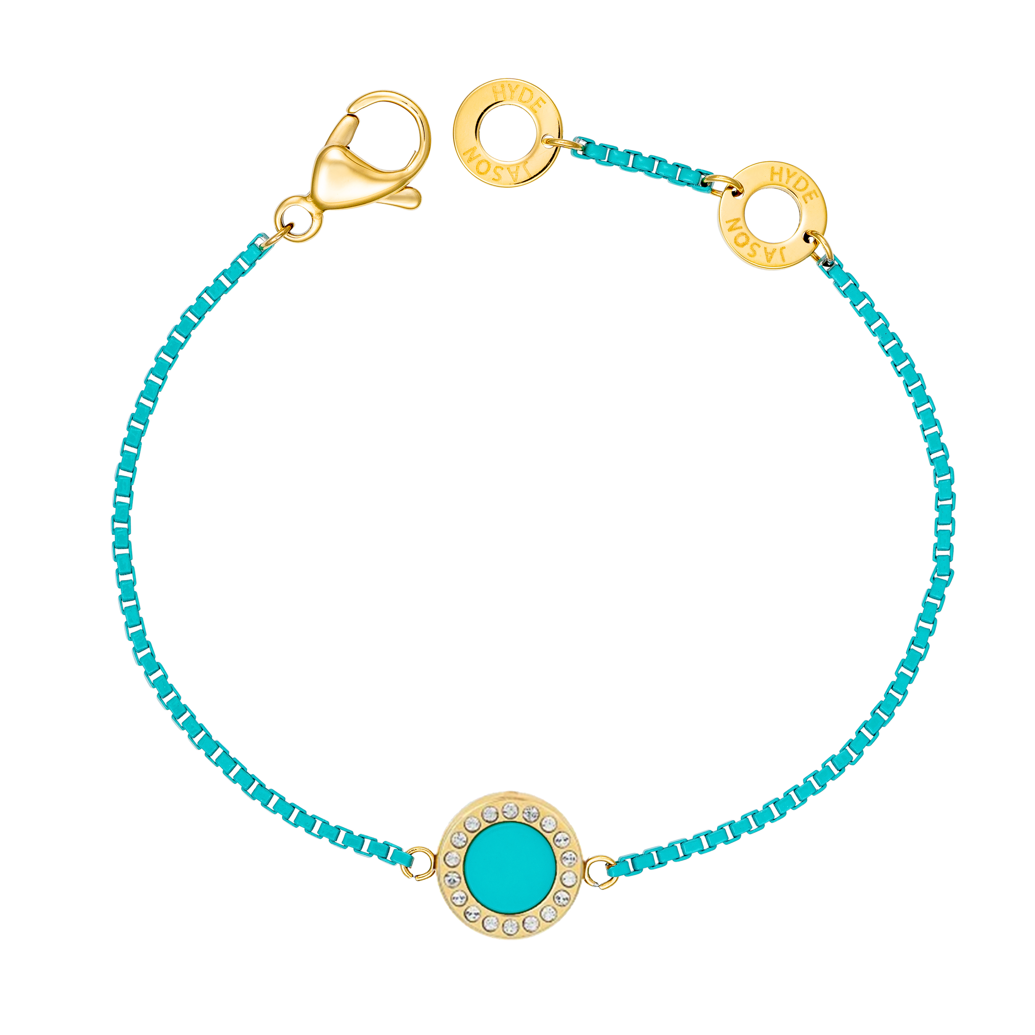 PULSERA OCEAN CADENA Y CHIP TURQUESA CON ZIRCONIAS 