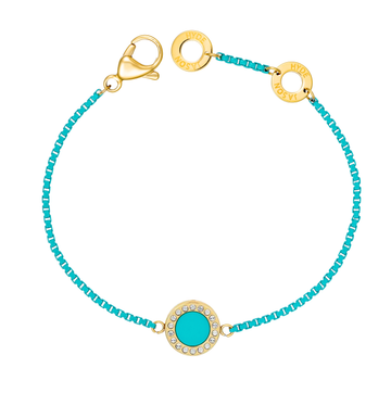 PULSERA OCEAN CADENA Y CHIP TURQUESA CON ZIRCONIAS 