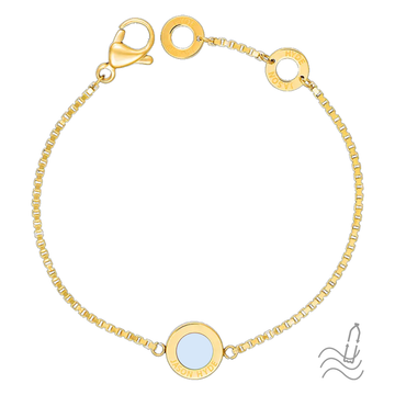 PULSERA OCEAN CADENA CHAPADA EN ORO Y CHIP BLANCO 