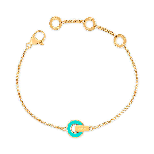 PULSERA NEREIDA CADENA CHAPADA EN ORO Y CHIP TURQUESA