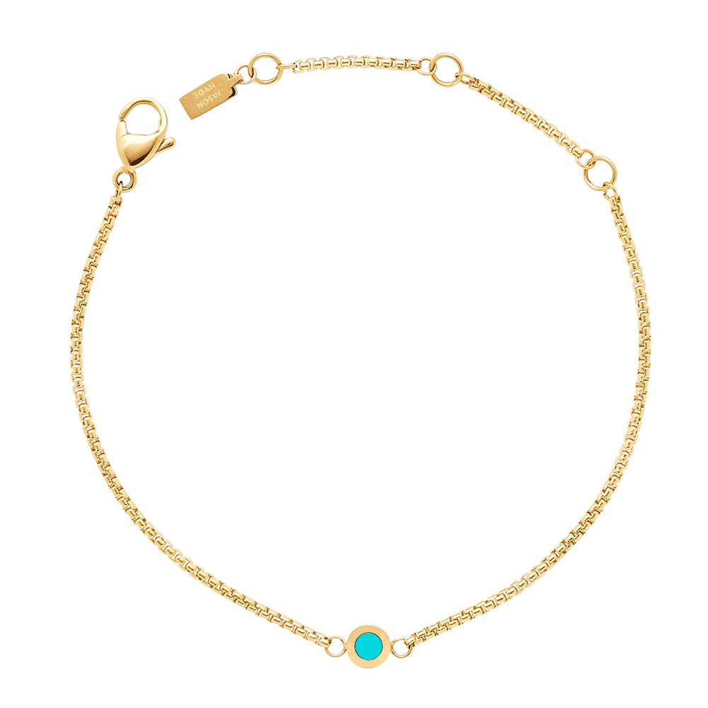 PULSERA NEW WAVE CADENA CHAPADA EN ORO Y CHIP TURQUESA 