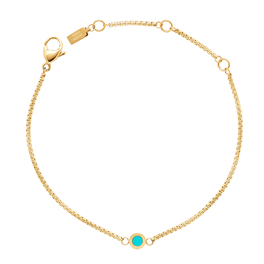 PULSERA NEW WAVE CADENA CHAPADA EN ORO Y CHIP TURQUESA 