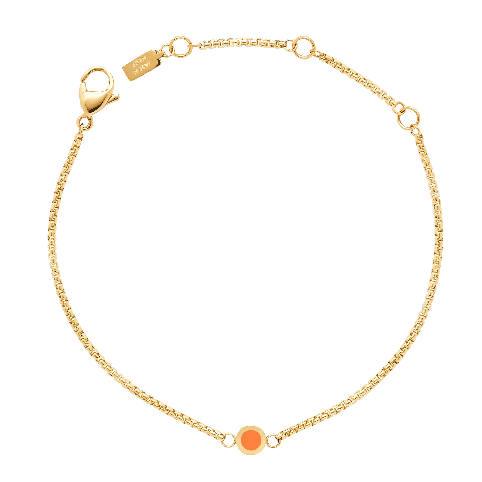 PULSERA NEW WAVE CADENA CHAPADA EN ORO Y CHIP NARANJA