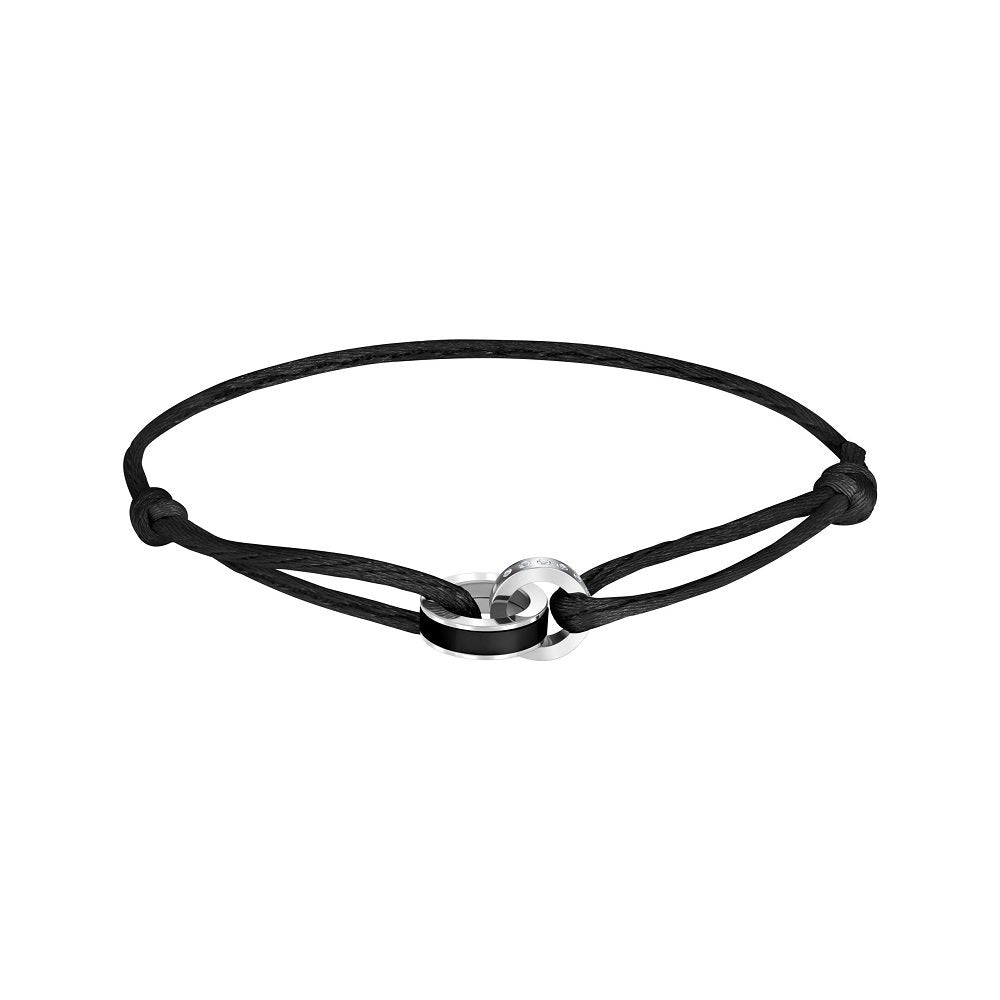 PULSERA WEWA DE SATÉN CON CHIP NEGRO Y ZIRCONIAS