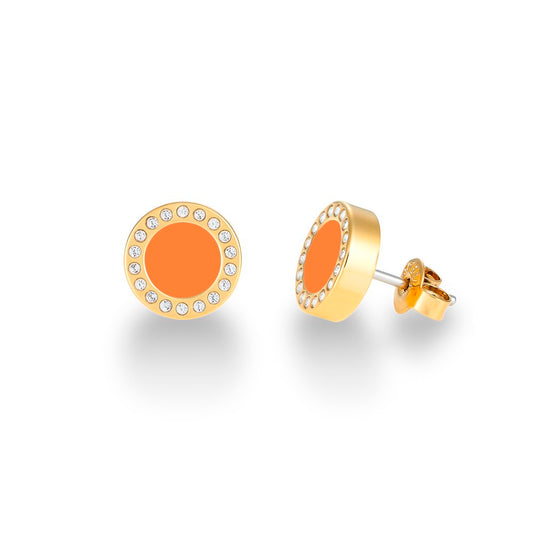 ARETES OCEAN COLOR NARANJA  CON ZIRCIONIAS 