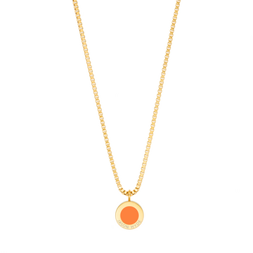 COLLAR OCEAN CADENA CHAPADA EN ORO Y CHIP NARANJA