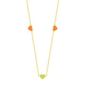 COLLAR AMARE CADENA CHAPADA EN ORO Y CHIPS VERDE LIMÓN Y NARANJA 