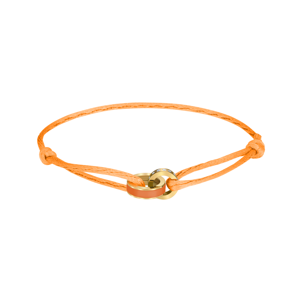 PULSERA WEWA DE SATÉN CON CHIP NARANJA  Y ZIRCONIAS